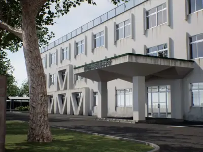 Japanese School Building - Environment Low-poly 3D model