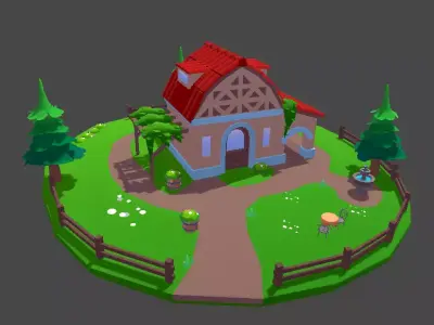 Stylized House  Low-poly 3D model