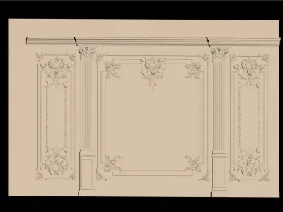 French Plaster Molding Accent Wall 3D model buy