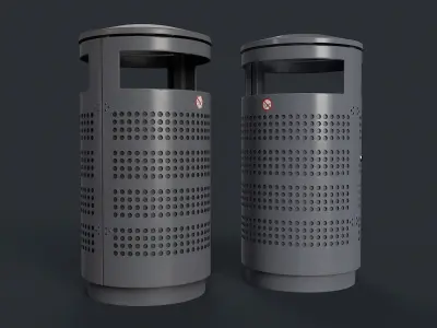 Street Trash Can 14 PBR Game Ready Low-poly 3D model