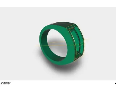 Men Ring with a Baguette Cut Center Stone 3D print model