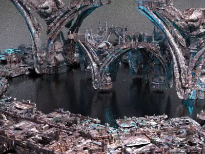 Edwardian Steampunk city exterior background 7  3D model