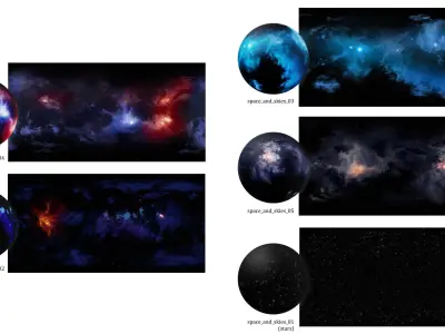 Space and Skies - Panoramas 360 degree Low-poly 3D model