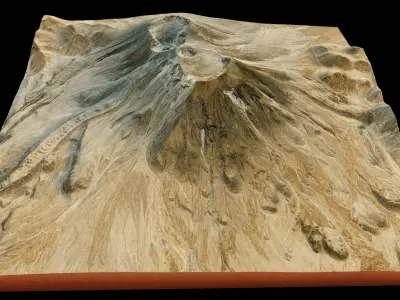 Lascar stratovolcano 3d terrain model Low-poly 3D model