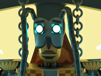 Female Robot Low-poly 3D model