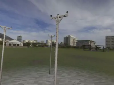 Wooden Electric Pole With Ladder - Object 014 Low-poly 3D model