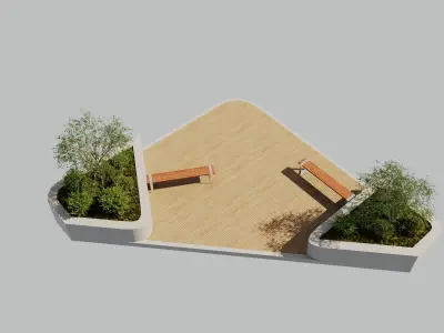 outdoor street plaza 3D model buy