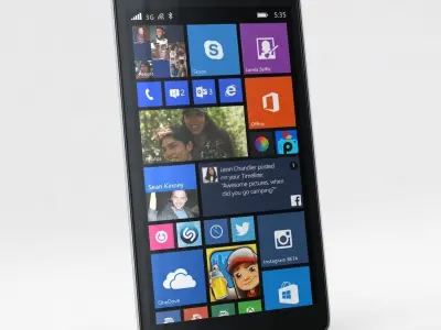 Microsoft Lumia 535 and Dual SIM White Low-poly 3D model