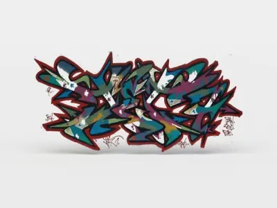 Graffiti sticker Low-poly 3D model