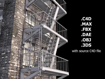 NYC Fire Escape Ladder Low-poly 3D model