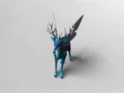 Mystical Neon Fairy Deer 3D Model 3D model