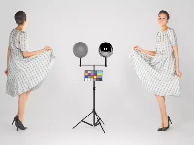 Pretty woman in a light summer dress 194 Low-poly 3D model