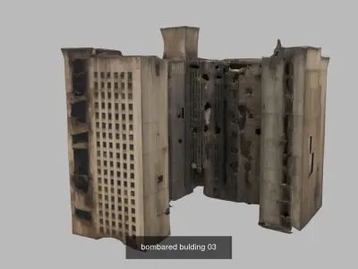 bombared buldings 06 items 3D Model Pack