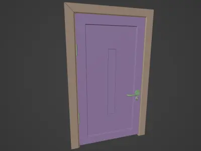 Bedroom door Wood Low-poly 3D model