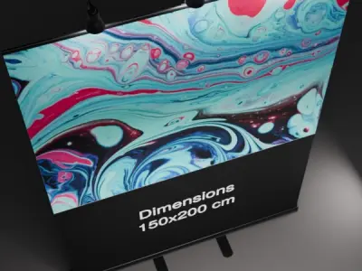 Rollup 150x200cm Black with lights 3D model