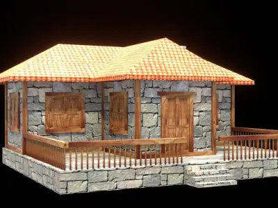 medieval house low poly village town residential game ready 22 Low-poly 3D model