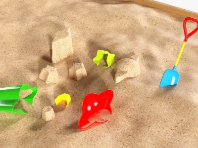 Sandbox with toys outdoor 3D model