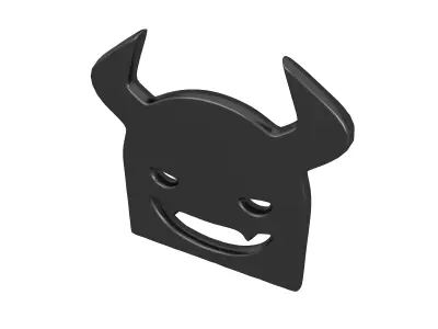Angry Face with Horns Symbol V1 005 Low-poly 3D model