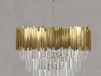 crystal and gold -ceiling-wall- lamp 3D model