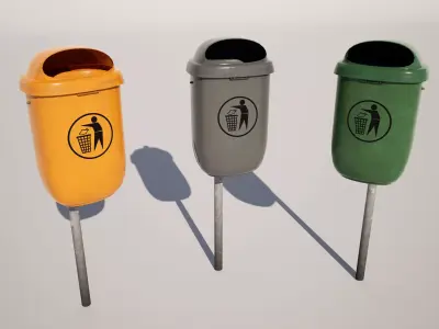 Street Trash Bin Low-poly 3D model