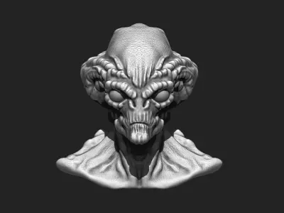 Alien Bust 4 - Sci-Fi 3D Model STL Download 3D print model