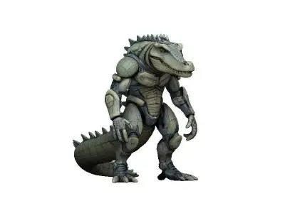Crocodile Cyborg Low-poly 3D model