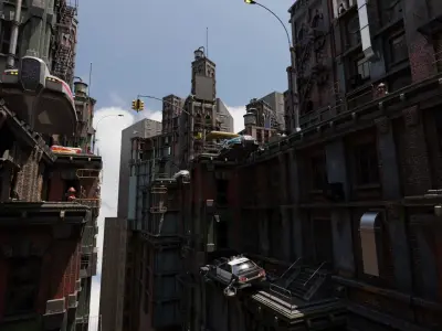 Sci-fi sky old cyber city Blender Project File 3D model