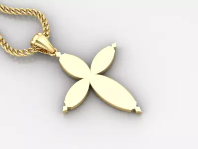 Light Gold 18K Cross Pendant 1CP053 3D print model