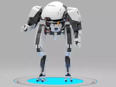 sci-fi combat  android  rigged - animated character 3D model