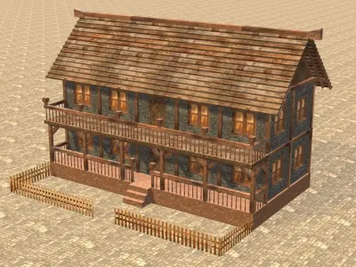 Medieval house fourteen 16 Low-poly 3D model
