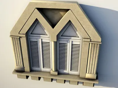 Shutters window with Low-poly 3D model