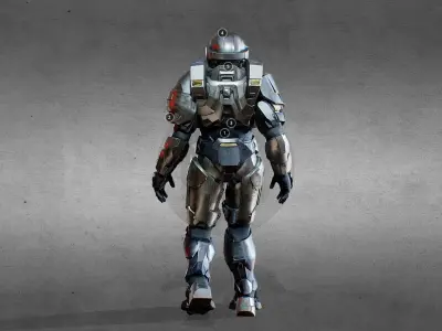 Armored Character game ready Low-poly 3D model