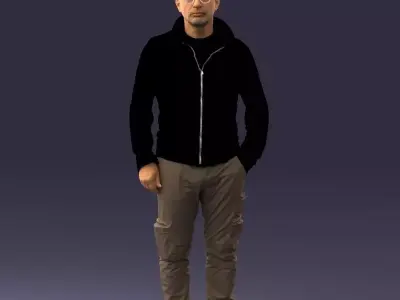 000294 Man in Hoodie and Cargo Pants 1008 3D model