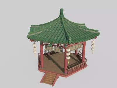 The octagonal pavilion in ancient Asian architecture 3D model