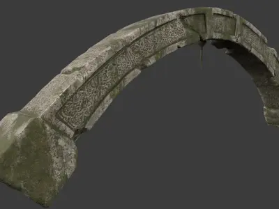 Mossy Stone Arch with Ornaments Low-poly 3D model