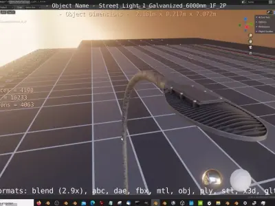 Street Light 1 Galvanized 6000mm 1F 2P Low-poly 3D model