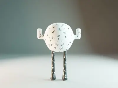 creature in black and white Low-poly 3D model