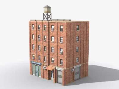 Apartment Building x13 Low-poly 3D model
