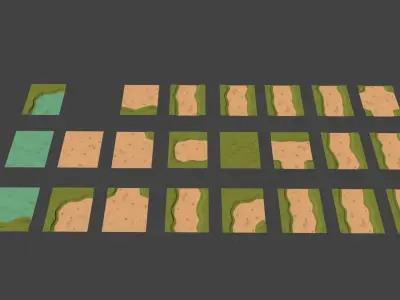 polygon nature blocks and items for RPG Adventure games  Low-poly 3D model