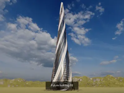 8 futuristic building 3D Model Pack