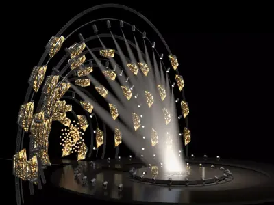 Ultra-Modern Circular Concert Stage with LED Arches 3D model
