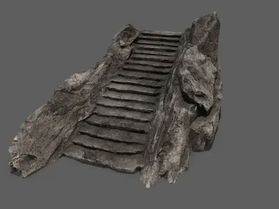 Stairs set of Low-poly 3D model