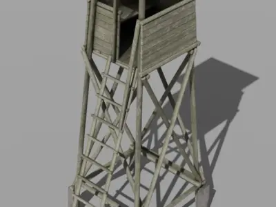 Wooden High Seat For Hunting Low-poly 3D model