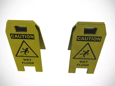 Wet floor sign Low-poly 3D model