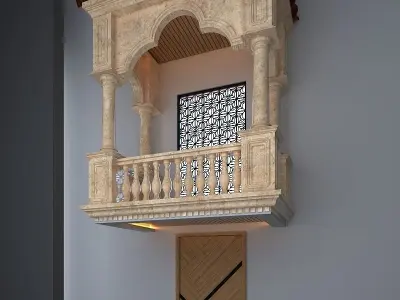 Balcony Door Window Low-poly 3D model