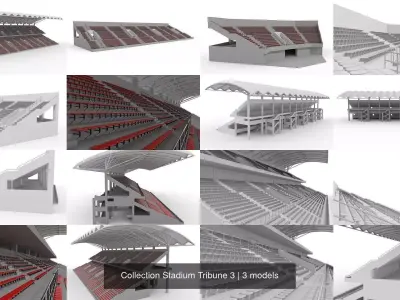 Collection Stadium Tribune 3 3D Model Pack