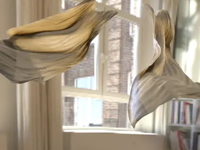 Curtains Fabric in breeze 3D model