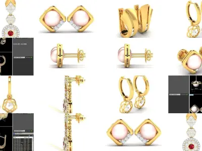 100 LIGHT WT EARRINGS  3D Model Pack
