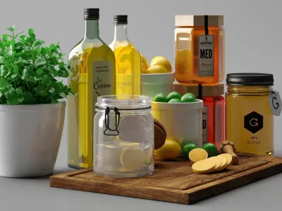 Kitchen set 3D model buy