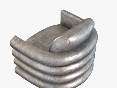 Milo Baughman Tilt and Swivel Chair in Platinum Velvet with Bras 3D model
